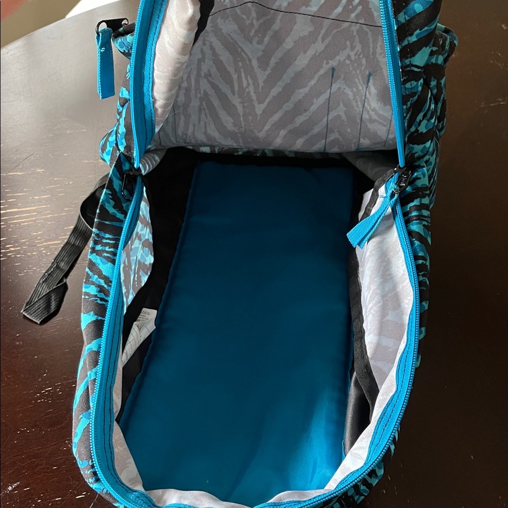 Unisex JanSport light weight Teal and Black Striped Backpack - Picture 8 of 10